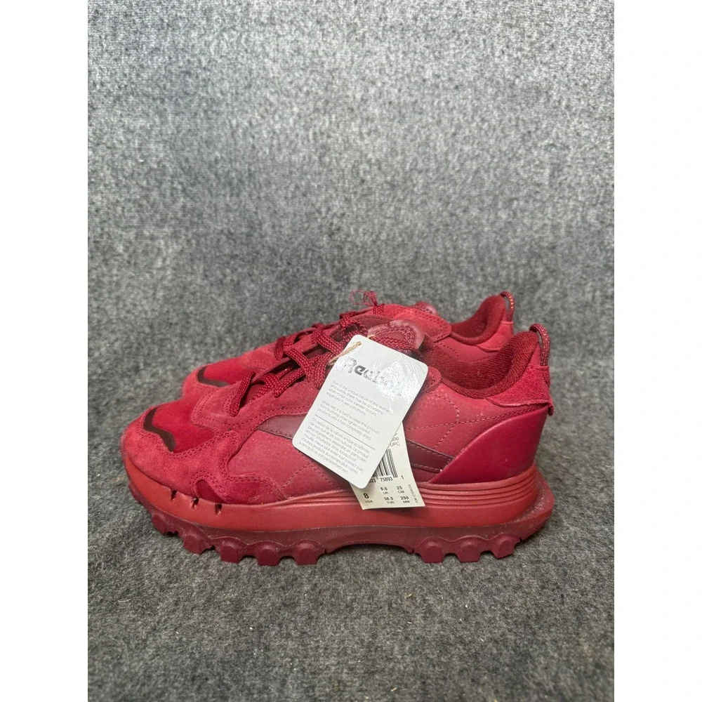 Reebok Cardi B Classic Leather V2 Red Suede Platform Sneakers H00683 Womens 8